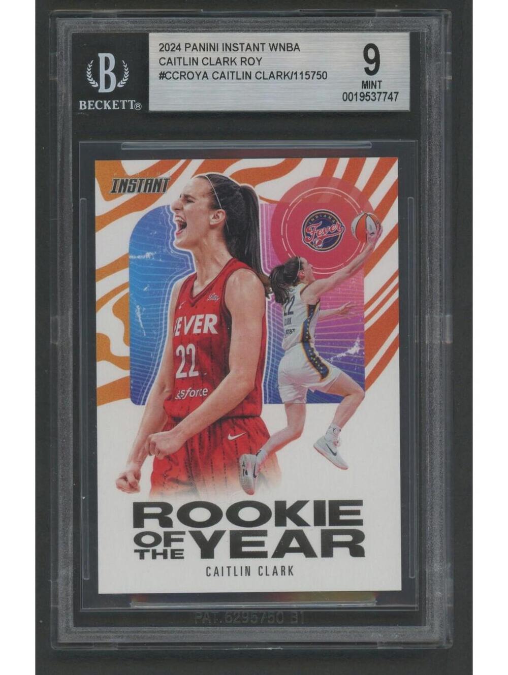 2024 Panini Instant #CCROY-A Caitlin Clark  Rookie of the Year ROY (RC) BGS 9 - Picture 4 of 4